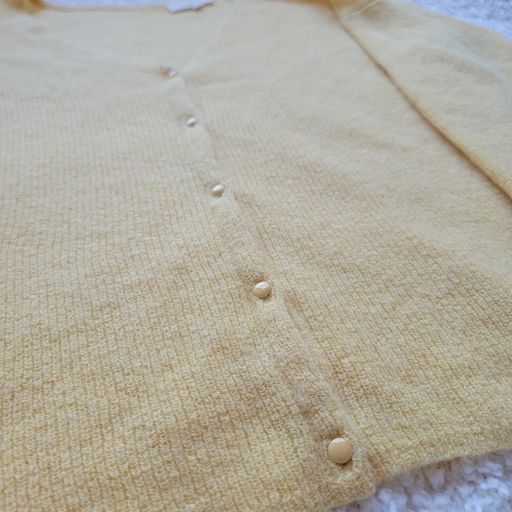 Sezane Pale Yellow V-Neck Button Cardigan - Picture 3 of 9